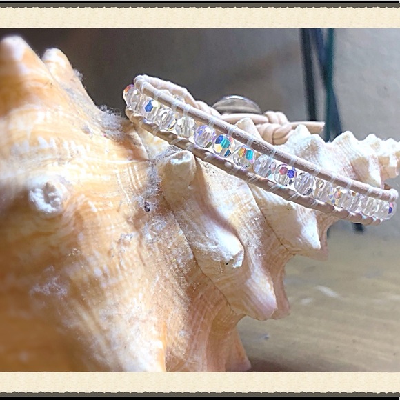 Blush Leather Swarovski Crystal Wrap - Picture 6 of 8